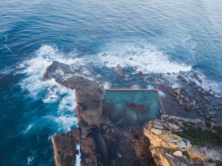 Aerial view of North Curl Curl rock pool.の写真素材