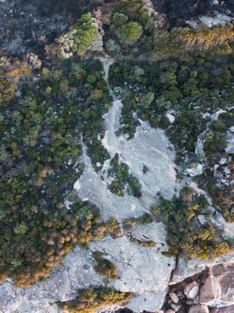 Aerial view of tree vegeation and rock.の写真素材