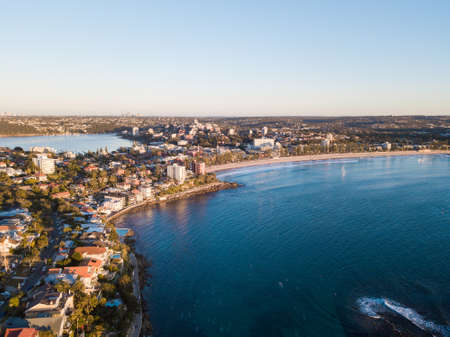 Aerial view along Manly coastline, Sydney.の写真素材