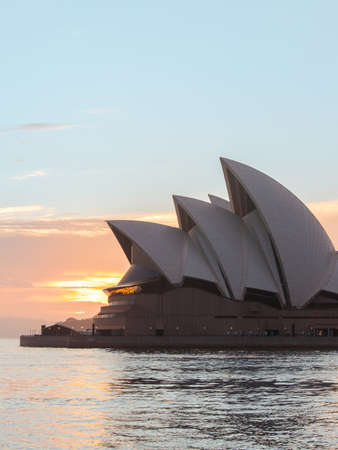 Sydney, Australia - October 20, 2018: Close-up view of Sydney Opera House in the morning with blue sky.のeditorial素材
