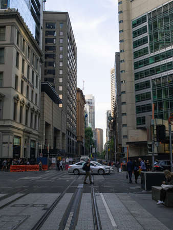 Sydney, Australia - November 1, 2018: George Street view with few people crossing.のeditorial素材