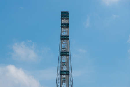 Singapore - December 4, 2018: Singapore Flyer view with blue sky.