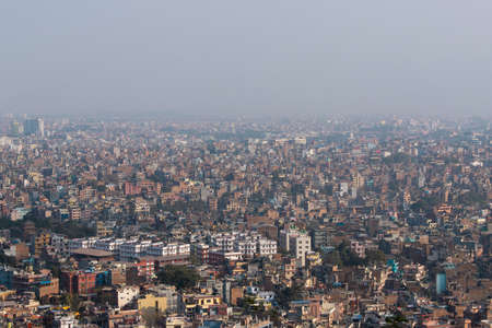 Wide cityscape view of Kathmandu, Nepal on the day time.の写真素材