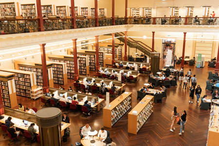 Melbourne, Australia - January 8, 2019: Redmond Barry reading room at State Library of Victoria.のeditorial素材