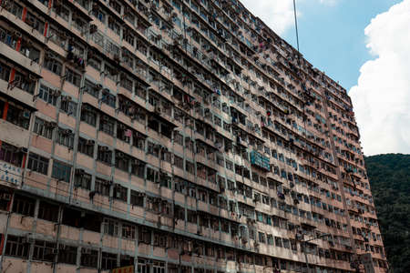 Hong Kong - October 4, 2019: The exterior of public housing, Monster Building, at Quarry Bay.のeditorial素材