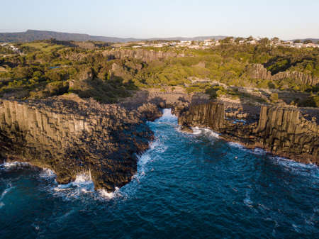 Rock formation on the coastline of Bombo Quarry, NSW, Australia.