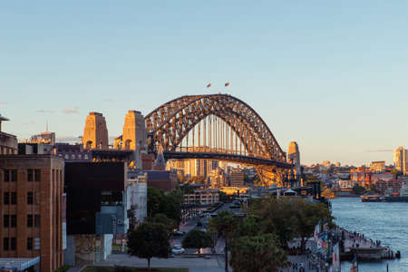 Sydney, Australia - November 10, 2019: Sydney Harbour Bridge view with clear blue sky.のeditorial素材