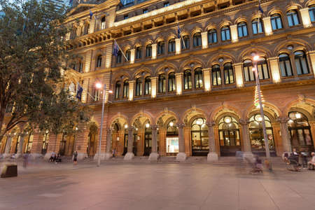 Sydney, Australia - December 1, 2019: Martin Place view at night.のeditorial素材