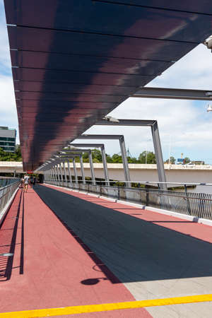 Brisbane, Australia - January 26, 2020: Perspective view of the ramp at the end of Goodwill Bridge.のeditorial素材