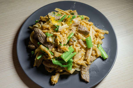 A plate of beed pad see ew, thai stir fried noodle.の写真素材