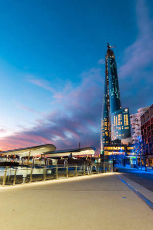 Sydney, Australia - July 3, 2020: Crown Towers view from Barangaroo ferry wharf.のeditorial素材