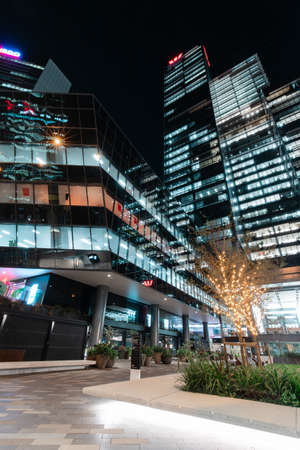 Sydney, Australia - July 3, 2020: Westpac building at night at Wynyard, Sydney CBD.のeditorial素材