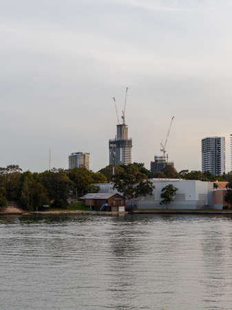 Sydney, Australia - July 18, 2020: Building construction view from river side.