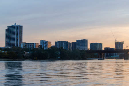 Sydney, Australia - July 18, 2020: Rhodes building skyline before the sunset.のeditorial素材