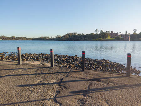 Empty car park next to the Parramatta River, Sydney, Australia.