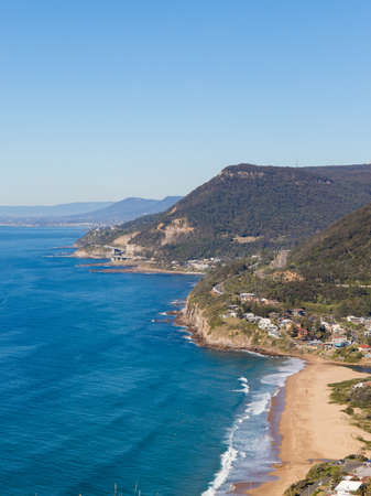 Mountain cliff coastline at Sydney south, view from Bald Hill Lookout.の写真素材