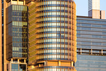 Sydney, Australia - September 12, 2020: Close-up view of International Tower facade under the...