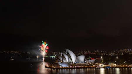 Sydney, Australia - February 13, 2021: Colorful fireworks display at Sydney Harbour.のeditorial素材