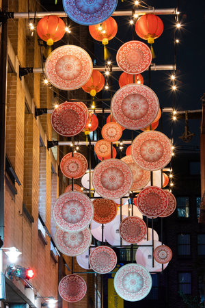Sydney, Australia - February 13, 2021: Street decoration at The Rocks for Lunar New Year.のeditorial素材