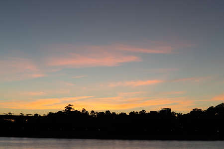 Colorful clouds on sunrise sky.