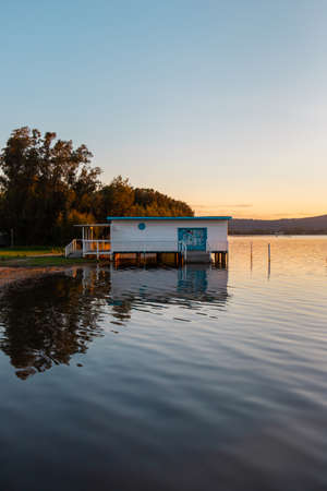 Long Jetty, Australia - April 9, 2021: A small house on the lake side.のeditorial素材