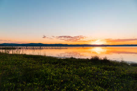 Sunset view of Tuggerah Lake, Central Coast, Australia.の写真素材