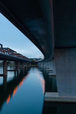 A view of curve bridge from underneath.の写真素材