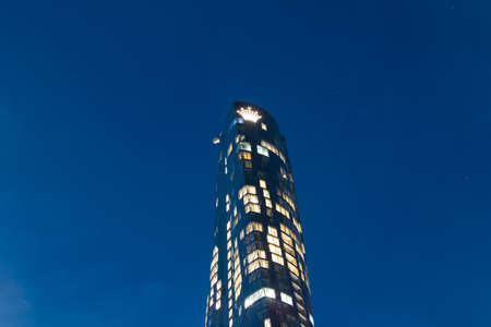 Sydney, Australia - June 13, 2021: Exterior view of the top of Crown Towers Hotel.のeditorial素材