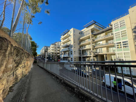 Sydney, Australia - July 30, 2021: Apartment view along Bay Dr at Meadowbank.のeditorial素材