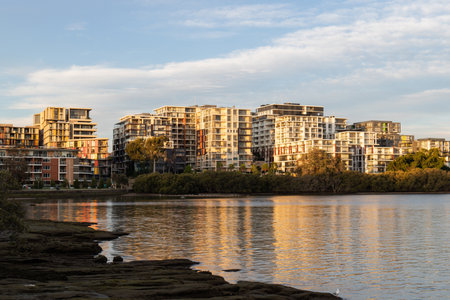 Waterfront apartment view on Meadowbank and Ryde area, Sydney, Australia.の写真素材