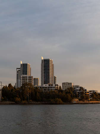 Skyscraper view of Rhodes skyline, Sydney, Australia.の写真素材