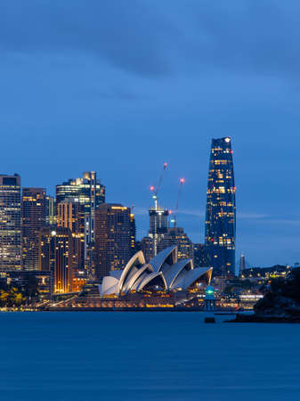 Sydney, Australia - October 12, 2021: Sydney Opera House and CBD skyline at night.のeditorial素材