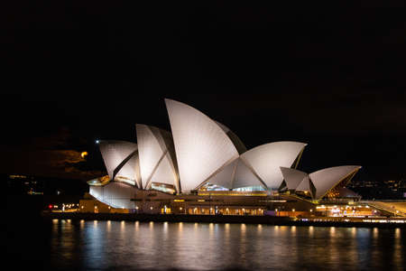 Sydney, Australia - October 22, 2021: Night view of Sydney Opera House.のeditorial素材