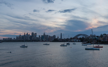 Sydney, Australia - November 6, 2021: Sydney Harbour view with cloudy sky.のeditorial素材