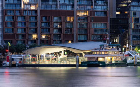 Sydney, Australia - November 7, 2021: Close-up view of Barangaroo ferry wharf.のeditorial素材