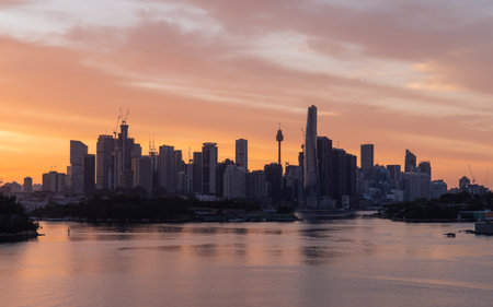 Sydney, Australia - December 18, 2021: Sunrise view of Sydney CBD skyline.のeditorial素材