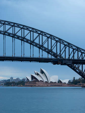 Sydney, Australia - December 19, 2021: Blue hour view of Sydney Harbour Bridge and Opera House.のeditorial素材
