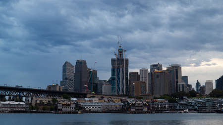 Sydney, Australia - December 19, 2021: Cloudy view of Sydney CBD skyline.のeditorial素材