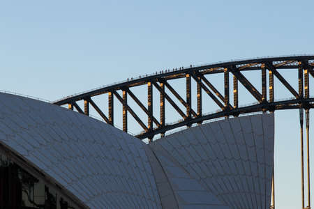 Sydney, Australia - December 29, 2021: View of people climbing Sydney Harbour Bridge.のeditorial素材