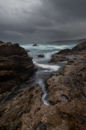 Stormy day view on the coast.の写真素材