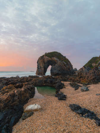 Beautiful dawn view of horse head rock at Bermagui, NSW, Australia.の写真素材