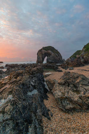 Beautiful morning view of horse head rock at Bermagui, NSW, Australia.の写真素材