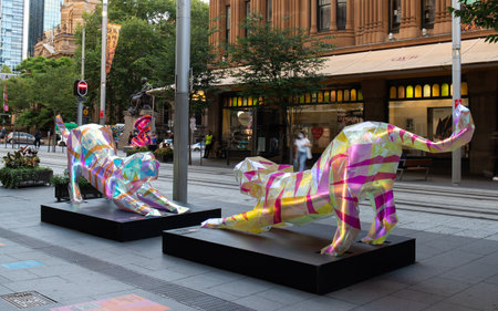 Sydney, Australia - February 4, 2022: Two tiger lantern for Lunar New Year celebration.のeditorial素材