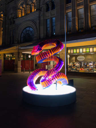 Sydney, Australia - February 4, 2022: Artistic snake lantern for Lunar New Year celebration.のeditorial素材