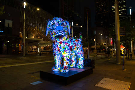 Sydney, Australia - February 4, 2022: Blue dog lantern for Lunar New Year celebration.のeditorial素材