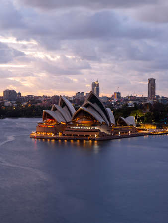 Sydney, Australia - February 12, 2022: Cloudy dawn view of Sydney Opera House.のeditorial素材