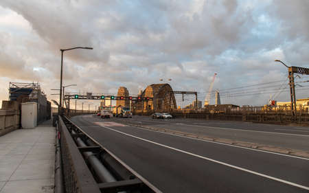 Sydney, Australia - February 12, 2022: Empty traffic in the morning at Sydney Harbour Bridge.のeditorial素材