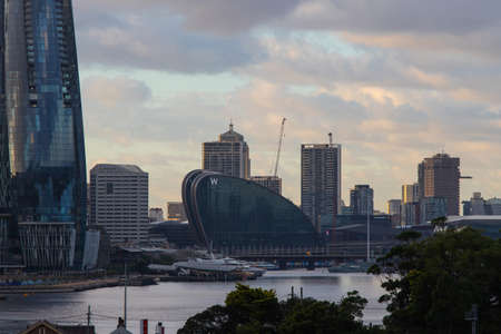 Sydney, Australia - March 12, 2022: Morning view of buildings around Darling Harbour.のeditorial素材