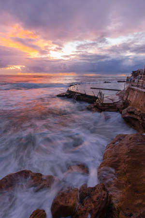 Sunrise view of Bronte Beach rock pool, Sydney, Australia.の写真素材
