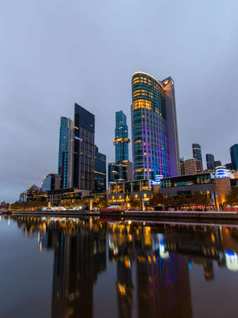 Melbourne, Australia - April 3, 2022: Crown and tall buildings around Southbank area.のeditorial素材